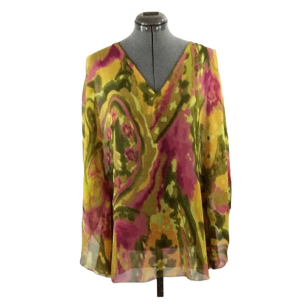APOLLO Bright Multi-colored Abstract Print Top, S… - image 1